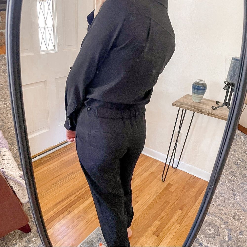 Vince Long Sleeve Button Down Jumpsuit Black - Picture 6 of 7